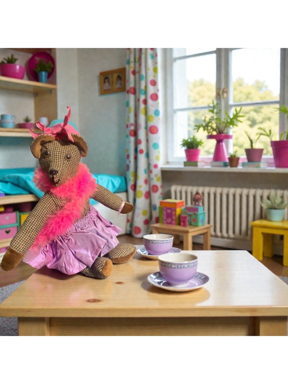 Valerie Poosian Handmade Folk Art Teddy Bear Artist Decor